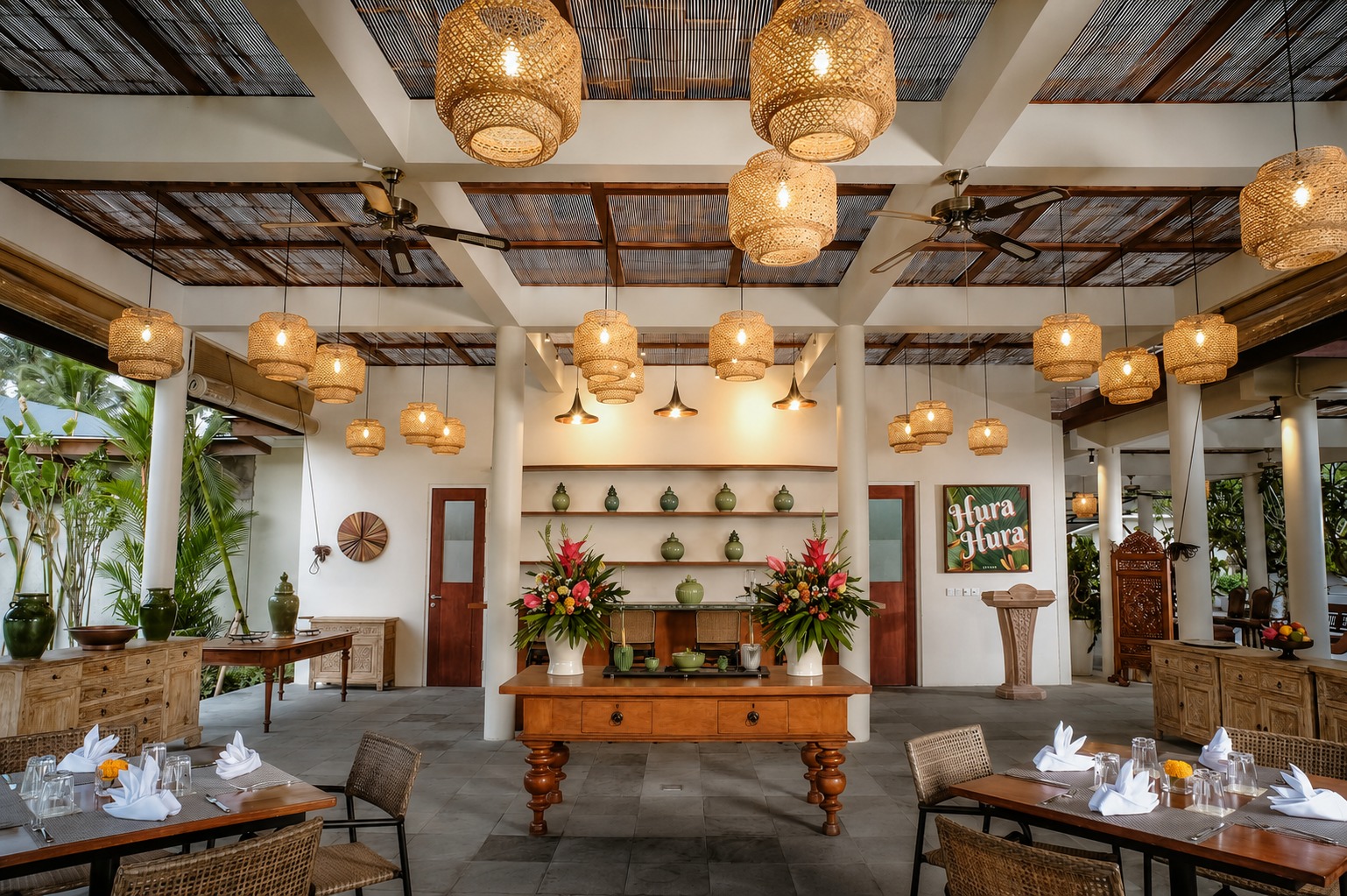 Open-air dining area at Hura Restaurant